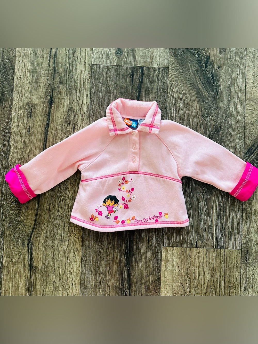 $15 🔥Vintage Dora The Explorer Baby Girls Pullover Pink Sweater 12M Y2K 2004